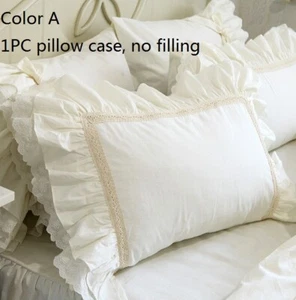 UK STOCK Lace Ruffle Cotton Pillow Case 48x74cm Pillowcase Bedding Fairy Cute - Picture 1 of 13