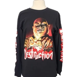 DESTRUCTION Live Without Sense M MEDIUM Long Sleeve T-Shirt Black Mens Band Logo - Picture 1 of 7