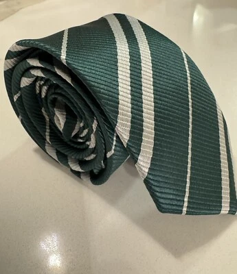 Green And White Strip Tie For Boys Or Teenagers Christmas Harry Potter Inspired - Image 1 of 3