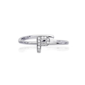 Anillo Mujer MABINA por Carta P de Plata 925‰ y Circonitas También Para Meñique - Imagen 1 de 3