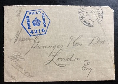 1916 ANZAC Field Post Office In Europe WWI Cover To London England - Image 1 of 2