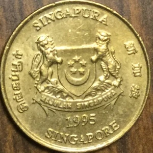 1995 SINGAPORE 5 CENTS COIN - Picture 1 of 2