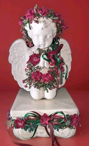 Antique Christmas Music Box Praying/Crying Cherub Revolving Plays Amazing Grace - Picture 1 of 8