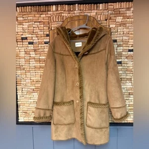 Vintage St John’s Bay shearling suede style jacket with hood no size - Picture 1 of 7