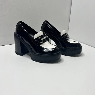 Mocasines de tacón MADDEN GIRL para mujer con plataforma de bloques de color negro talla 5 Foto 1 de 4