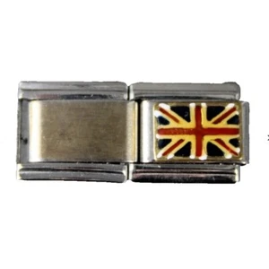 British Flag Enamel Stainless Steel Elastic Stretch Chain Link Italian Charm - Picture 1 of 7