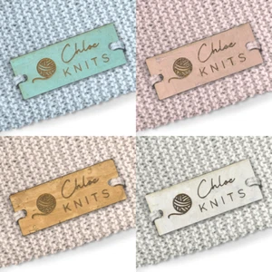 Personalised 38mm x 15mm Rectangle Faux Leather Product Tags Labels Homemade 083 - Picture 1 of 6