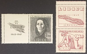 Tschechoslowakei WW2 1947 Lidice Zerstörungsmarke - Bild 1 von 2