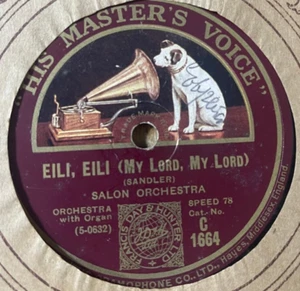 Jewish Cantorial  78 RPM- Eili , Eili / Kol Nidrey - salon orchestra - HMV+Cover - Imagen 1 de 3