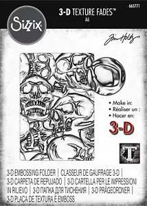 Sizzix Skulls 3D Texture Fades Embossing folder #665771 Retail $12.99 Tim Holtz - Picture 1 of 9