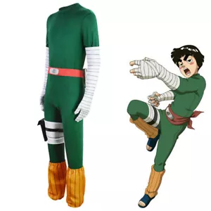 Anime Cosplay Rock Lee Cosplay Costume Jumpsuit Outfit Halloween Suit @S - Picture 1 of 6