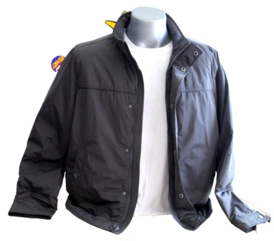 New DOCKERS Men's Golf Bomber Black Charcoal Jacket, Water Resistant Size Large. - Image 1 of 4