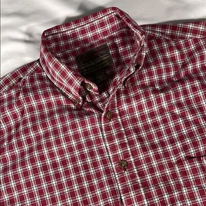 Abercrombie & Fitch mens red white plaid vintage Big Shirt button down - size M - Picture 1 of 12