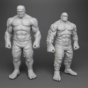Hulk versus The Thing - Bruce Banner Ben Grimm 3D Printed 2 Figure Set - 6" Tall - Picture 1 of 2