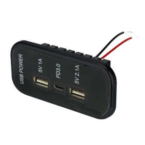12V-24V USB Fast Car Charger 3 Port PD & QC 3.0 Outlet Socket For Boat RV Marine - Picture 1 of 1