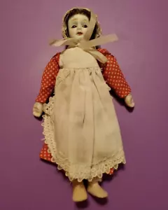 Muñeca Vintage 7.5" Porcelana Cuerpo Suave Gorro Adorno Rojo Blanco Lunares - Imagen 1 de 10