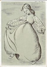 Postcard Girl in Long Dress Dancing by Artist Von Der Liebe Posted 6 x 4 Inches