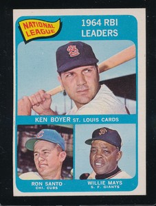 1965 Topps NL RBI LL Willie Mays/Ron Santo/Ken Boyer #6 - ExMt - S2019