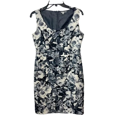 Halogen Sleeveless Floral Mini Sheath Dress Black Size 8 Silk Blend Formal - Image 1 of 4