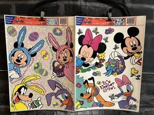 Vintage Mickey Mouse And Minnie Mouse Static Cling EASTER Window Decorations - Picture 1 of 3