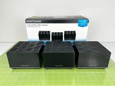 NETGEAR - Nighthawk AX3600 Tri-Band Mesh Wi-Fi System (3-pack) - Black [MK83] - Image 1 of 3