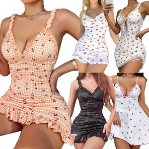 Summer Women Sexy Bodycon Mini Dress Backless Spaghetti Strap Sling Dresses - Picture 1 of 41