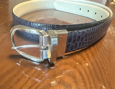 Women’s LAUREN by Ralph Lauren Leather Belt Silver RLL Buckle 35” - Image 1 of 4