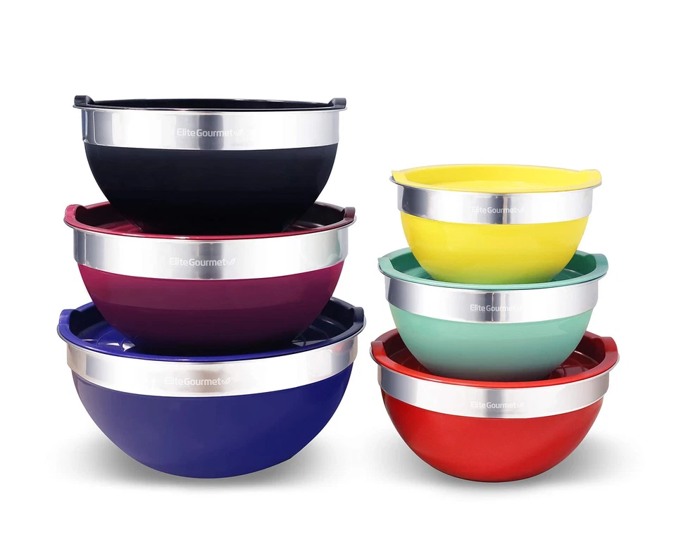 Elite Gourmet by EBS-0012 12-Piece Stainless Steel Interior Colored Stackable... - Image 1 of 4