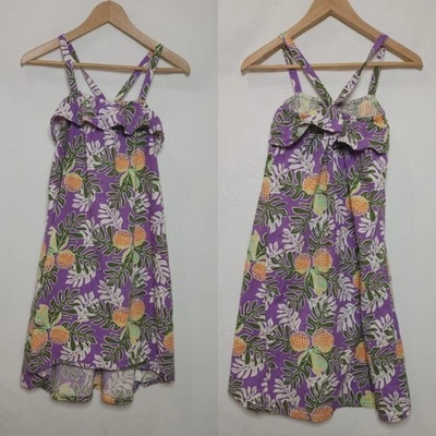 Patagonia Pataloha Hawaiian Tropical Dress Ruffle Ulu Paradise Light Acai XL XS - Image 1 of 4