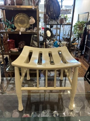 Vintage Solid Wood White Lacquer Thebes Stool Egyptian Revival Arts & Crafts - Image 1 of 4