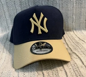 New York Yankees New Era 9Forty A-Frame Adjustable Hat Cap MLB Navy Tan Snapback - Bild 1 von 6
