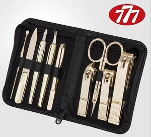 777 DREI SIEBEN Gold Nagelknipser Schneider Polieren Pinzette Reise Set Korea - Bild 1 von 6