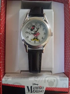 Nip DISNEY MINNIE MOUSE BLACK SILVER band watch #MN1305KL Beautiful! - Picture 1 of 4