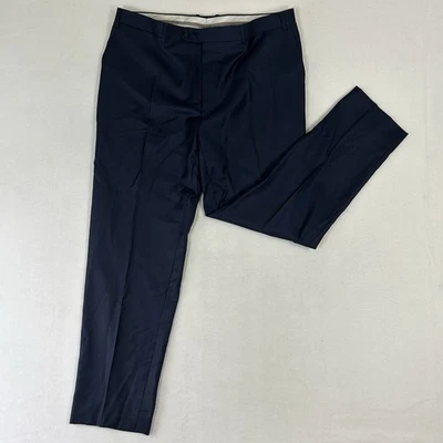 Pantalones de vestir plisados de lana Lana pura azul 38x30 Canali para hombre rectos hechos en Italia Foto 1 de 4