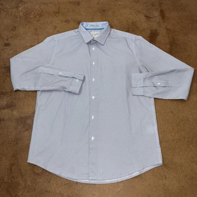 Camisa C-Lab NYC Para Hombre 4 Vías Elastizada Manga Larga Botón Azul Talla L 16.5 Birdseye  Foto 1 de 4