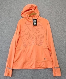 Under Armour Pullover Out Run The Cold Hooded Long Sleeve Women's Sz L Orange... - Picture 1 of 12