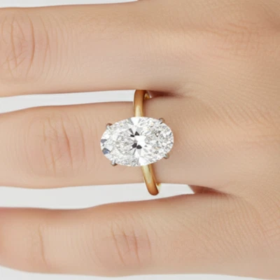 1.25 Ctw Oval Cut Lab Grown Diamond Solitaire Engagement Promise Ring 14K Gold - Image 1 of 4