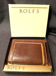 VINTAGE NEU ROLFS EDWARD HARVEY KALBSLEDER DREIFACH FALTBARE GELDBÖRSE 2-FARBIG BRAUN - Bild 1 von 11