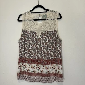 Maeve Anthropologie Eleanor Crochet Neckline Burgundy Flower Print Size X Large  - Bild 1 von 8