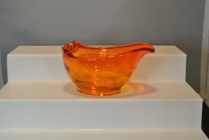 Vintage Viking Art Glass Orange Persimmon Heavy Atomic MCM Ashtray - Picture 1 of 5