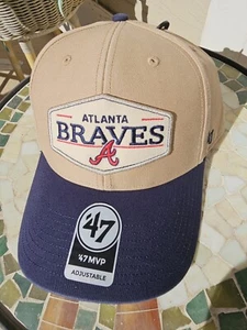 Atlanta Braves MLB Gorra de Béisbol KHAKI Nueva 47 Marca MVP Ajustable Nueva con Tg - Imagen 1 de 8
