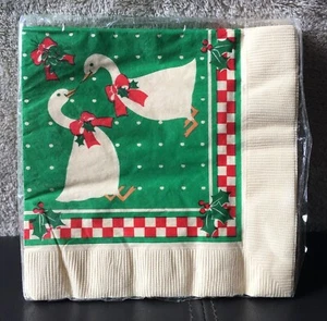 NEW NOS Vintage 20 Luncheon Napkins Christmas Holiday Goose 2-Ply 12" x 12" USA - Picture 1 of 6