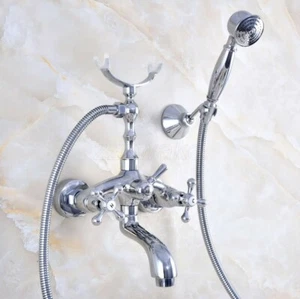 Grifo mezclador de ducha de mano para baño con patas de cromo pulido - Imagen 1 de 8