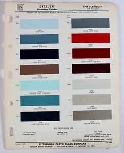 1964 Plymouth Color Paint Chip Sheet Ditzler PPG Automotive Finishes - Picture 1 of 1