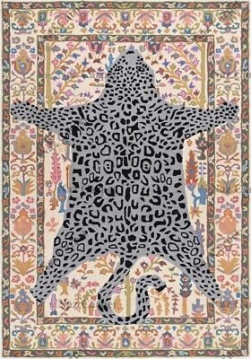 Alfombra Naz alfombras indias acolchadas a mano | 100 % lana estampado animal con motivo Oushak Foto 1 de 4