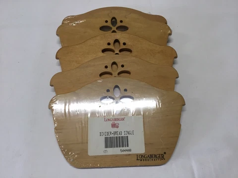 NEW SEALED LONGABERGER Bread Basket Divider Wooden with Cut-out Design 50008 Cover