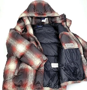 Polo Ralph Lauren Women's Carly Red Plaid Down Puffer Winter Jacket Sz L - Picture 1 of 3