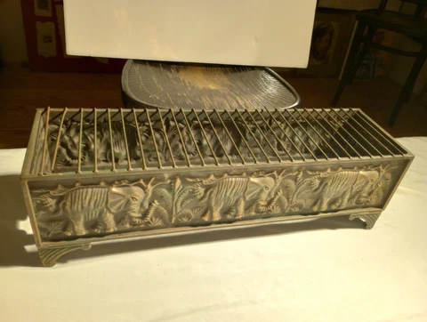 Beautiful Antique Solid Copper Fireplace Kettle Grate 20x5.5x6 vintage copper Cover