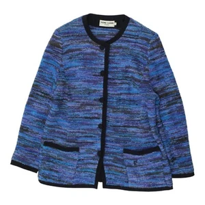 Cárdigan Pierre Cardin Mujer | Suéter Tejido De Diseñador Azul Vintage Informal Botón - Imagen 1 de 4
