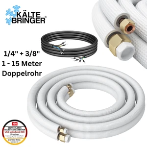 Kältemittelleitung 1/4"+3/8" Kupfer isoliert Kupferrohr mit Überwurfmuttern - Bild 1 von 6
